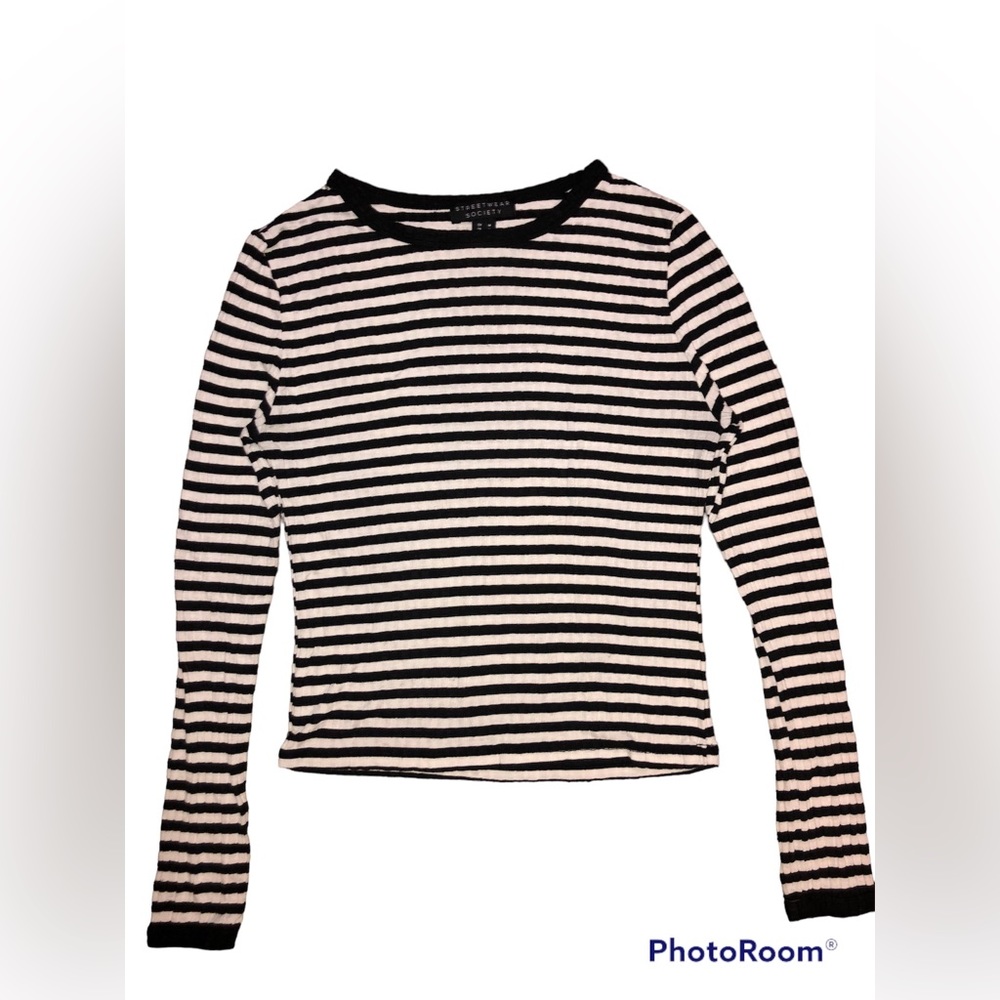 Black and white long sleeve- street wear society. Lightly used